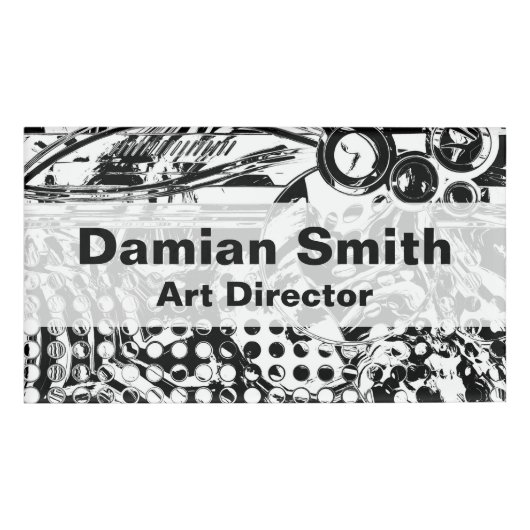 白黒の幾何学的アート20 名札 (正面)