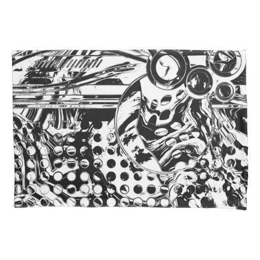 白黒の幾何学的アート20 枕カバー (正面)