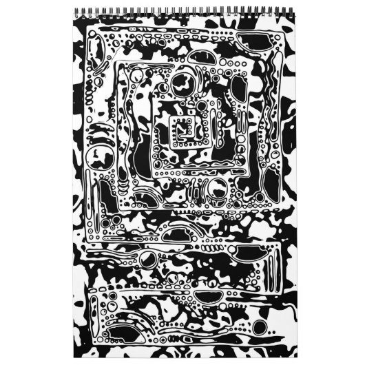 白黒の幾何学的アート25 カレンダー (カバー)