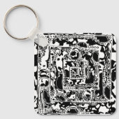 白黒の幾何学的アート25 キーホルダー (正面)