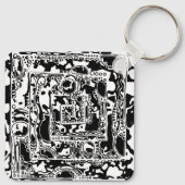 白黒の幾何学的アート25 キーホルダー (裏面)