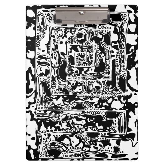 白黒の幾何学的アート25 クリップボード (正面)