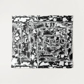 白黒の幾何学的アート25 タペストリー (正面(横))