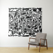 白黒の幾何学的アート25 タペストリー (インサイチュ(横))