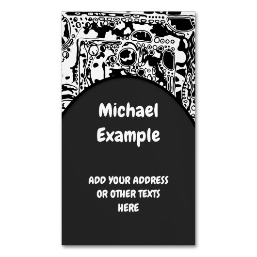 白黒の幾何学的アート25 マグネット名刺 (正面縦)