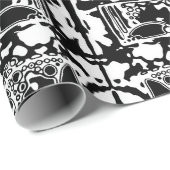 白黒の幾何学的アート25 ラッピングペーパー (ロールコーナー)