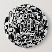 白黒の幾何学的アート25 缶バッジ (正面)