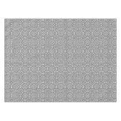 白黒の幾何学的エスニックパターンオーナメント テーブルクロス (正面(横))