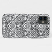 白黒の幾何学的エスニックパターンオーナメント Case-Mate iPhoneケース (裏面(横))