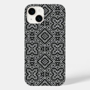 白黒の幾何学的エスニックパターンオーナメント Case-Mate iPhone 14ケース