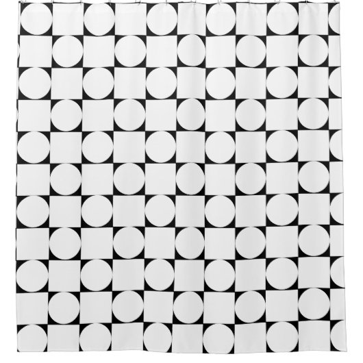 白黒の幾何学的シャワーカーテン シャワーカーテン (正面)