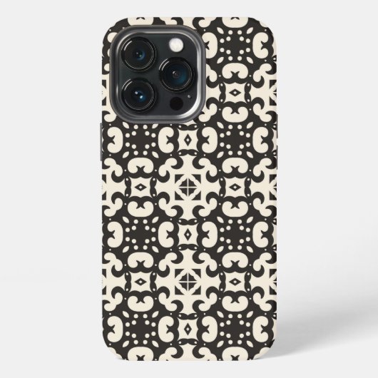白黒の幾何学的シームレスパターン iPhoneケース (裏面)