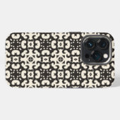 白黒の幾何学的シームレスパターン iPhoneケース (裏面横)