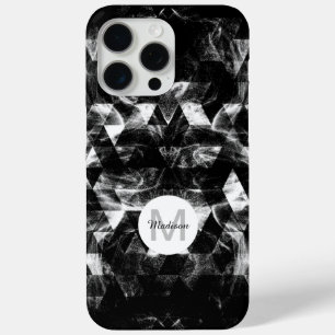 白黒の幾何学的スモーク抽象芸術モノグラム iPhone 15 PRO MAXケース