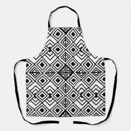 白黒の幾何学的ダイヤモンドパターン エプロン