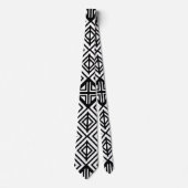 白黒の幾何学的ダイヤモンドパターン ネクタイ (正面)