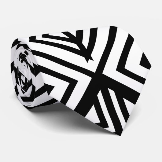 白黒の幾何学的ダイヤモンドパターン ネクタイ (ロール)