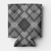 白黒の幾何学的ダイヤモンドパターン 缶クーラー (正面)