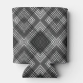 白黒の幾何学的ダイヤモンドパターン 缶クーラー (裏面)