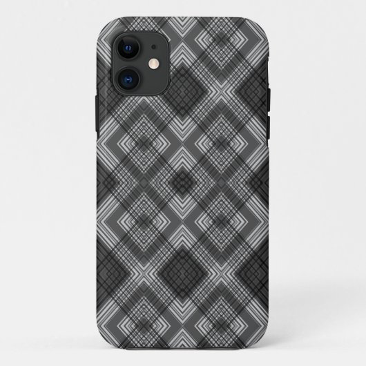白黒の幾何学的ダイヤモンドパターン Case-Mate iPhoneケース (裏面)