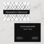 白黒の幾何学的ダイヤモンド 名刺 (正面/裏面)