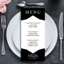 白黒の幾何学的ディナーウェディングレセプション