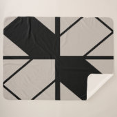 白黒の幾何学的デザイン毛布 シェルパブランケット (正面(横))