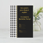 白黒の幾何学的バチュラーパーティ招待状 招待状 (スタンド正面)