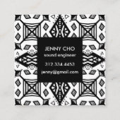 白黒の幾何学的パタモダンーン スクエア名刺 (裏面)