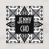 白黒の幾何学的パタモダンーン スクエア名刺 (正面)