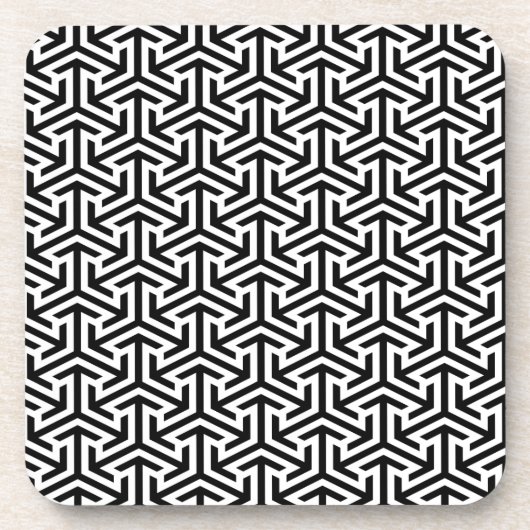 白黒の幾何学的パターモダンン コースター (正面)