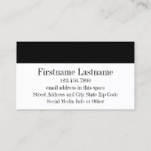 白黒の幾何学的パターンカスタムモノグラム 名刺 (裏面)