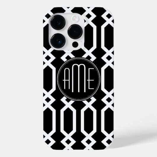 白黒の幾何学的パターンカスタムモノグラム Case-Mate iPhoneケース (裏面)