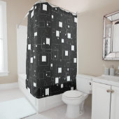 白黒の幾何学的パターン シャワーカーテン (インサイチュ)