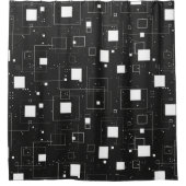 白黒の幾何学的パターン シャワーカーテン (正面)