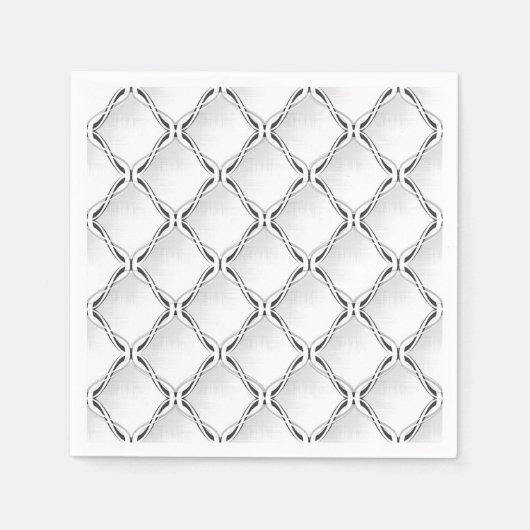 白黒の幾何学的パターン。 スタンダードカクテルナプキン (正面)