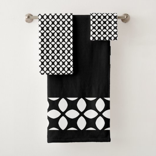 白黒の幾何学的パターン バスタオルセット (インサイチュ)
