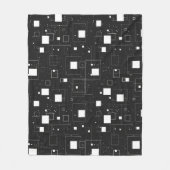 白黒の幾何学的パターン フリースブランケット (正面)