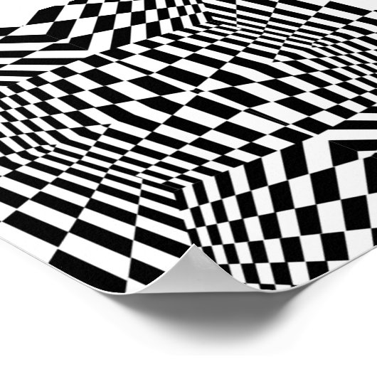 白黒の幾何学的パターン ポスター (角)