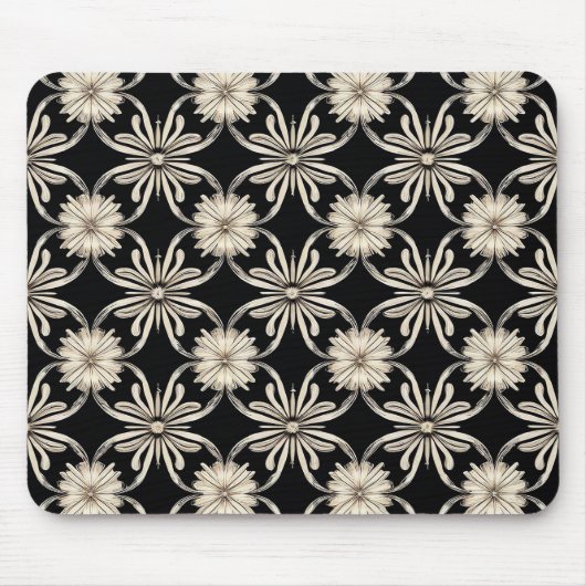 白黒の幾何学的パターン マウスパッド (正面)