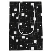 白黒の幾何学的パターン ミディアムペーパーバッグ (裏面)