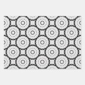 白黒の幾何学的パターン ラッピングペーパーシート (正面)