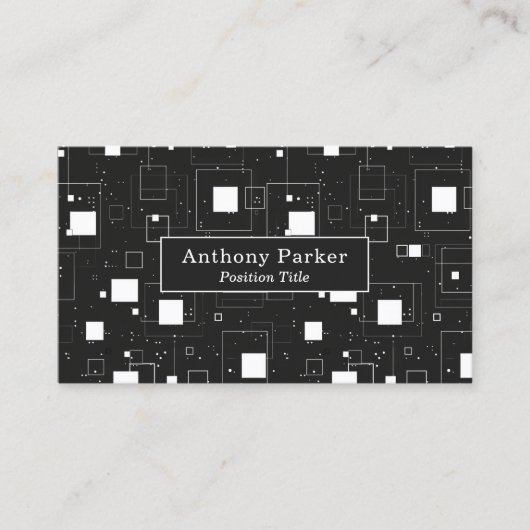 白黒の幾何学的パターン 名刺 (正面)