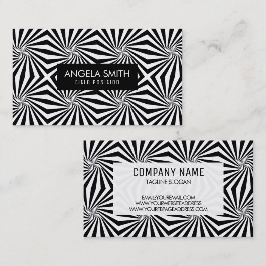 白黒の幾何学的パターン 名刺 (正面/裏面)