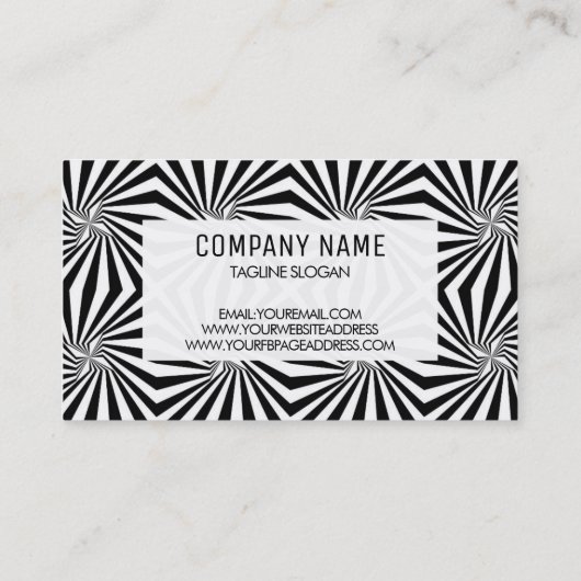 白黒の幾何学的パターン 名刺 (裏面)