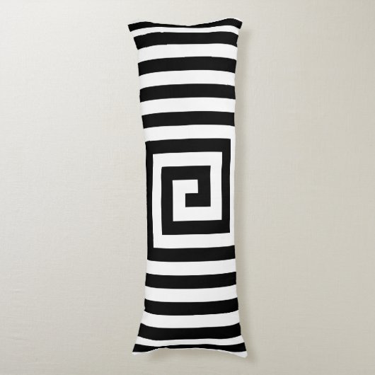 白黒の幾何学的無地の逆向き ボディピロー (正面縦)