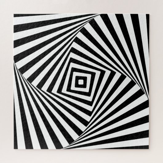 白黒の幾何学的錯覚ホログラフィック ジグソーパズル (横)