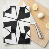 白黒の幾何学的 キッチンタオル (四つ折り)