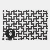 白黒の幾何学的 キッチンタオル (横)