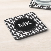 白黒の幾何学的 コースター (左側)